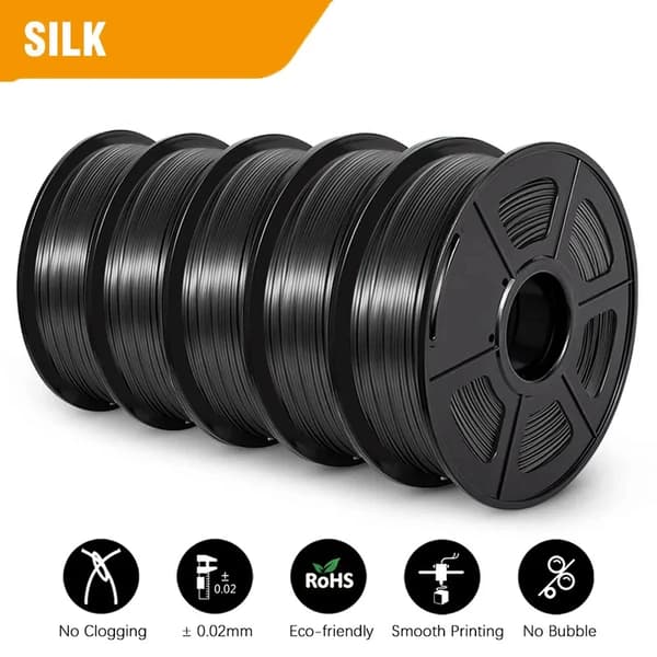 PLA Filamentti, Silkki Tekstuuri, 1,75 mm Halkaisija,Silkkimusta 5.5kg