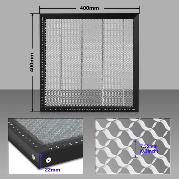 Honeycomb panel arbetsbord DIY gravör arbetsbädd Panel för lasergraverare och laserskärare 400x400x22mm