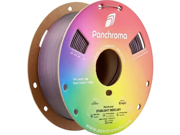 Polymaker CA02018 Panchroma™ Starlight Filament PLA-plast Farveskift, Flerfarvet 1.75 mm 1000 g Starlight Mercury, Sølv 1 stk