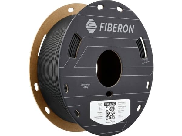 Polymaker FG03001 Fiberon™ PA6-CF20 Filament PA6-CF Kulfiberforstærket, Varmebestandig, uden trækkraft 1.75 mm 500 g Sort 1 stk