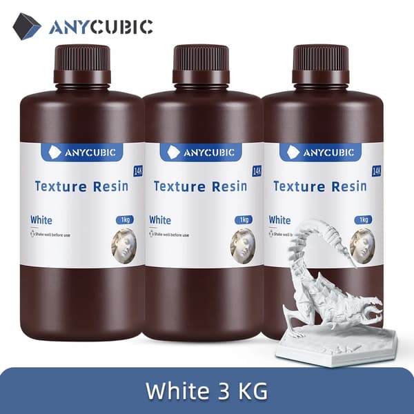 ANYCUBIC Tekstur Harpiks, Mat Finish, Høj Præcision,Hvid 3 kg