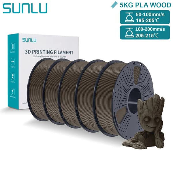 3D-printfilament, træeffekt, 1 kg spole, 1,75 mm diameter,Valnødstræmaling