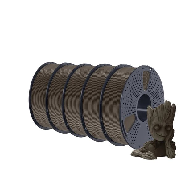 3D-printfilament, træeffekt, 1 kg spole, 1,75 mm diameter,Valnødstræmaling