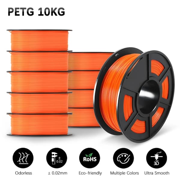 SUNLU 3D Filament, Diameter 1,75 mm, Tolerance +/- 0,02 mm,PETG Orange 10 Rulle
