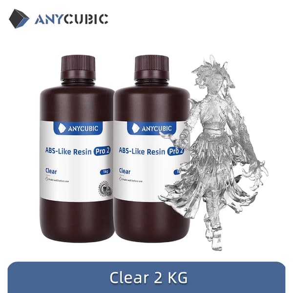 anycubic ABS Pro 2 Harpiks, Fotosensitiv Typ, 2kg Storleksalternativ,2 kg Klar
