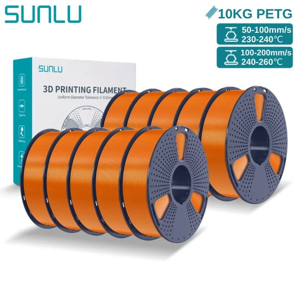 SUNLU PETG 3D-printer filament, høj sejhed, nul bobler,10KG Orange
