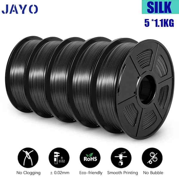 JAYO PLA+ SILK Filament, 1,75 mm Diameter, 5,5 kg Vikt,SILK Svart 5.5KG