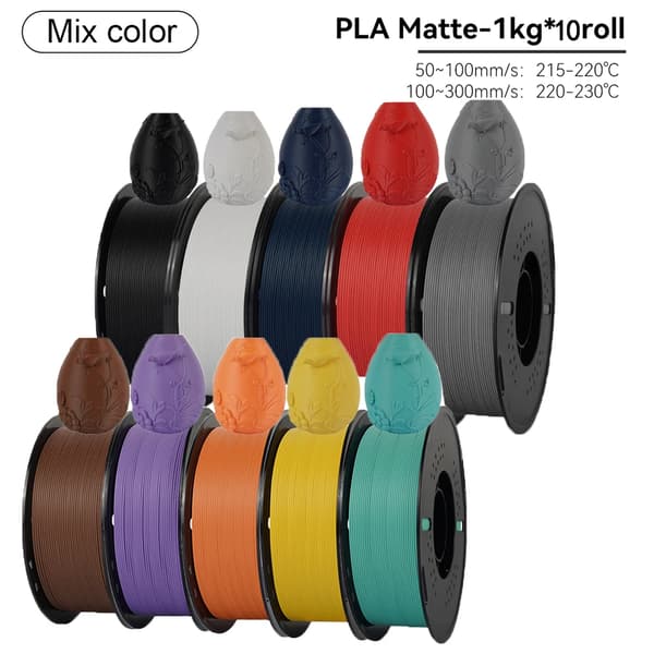 PLA Matt Filament, 1,75 mm Diameter, Miljövänligt Material,PLA Matt 10kg Mix