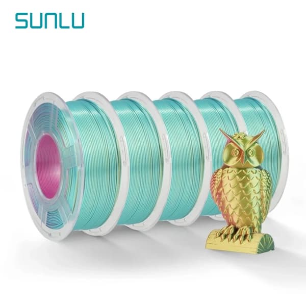 SUNLU 3D-skrivarfyllnad, sidenfinish, låg krympningsgrad,Tc röd gul grön