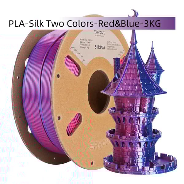 Silk PLA-filament, dubbla färgalternativ, 3 kg vikt,Röd blå-3 kg
