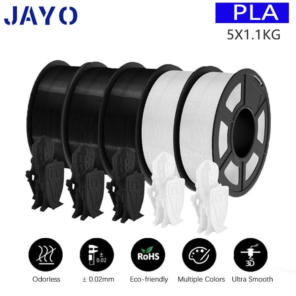 JAYO 3D Utskriftsfilament, 1,75 mm Diameter, 320 Meter Längd,PLA 3BK2WT
