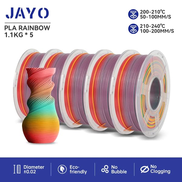 3D Printfilament, SILK Regnbue, 1,1 KG Vægt, 1,75mm Diameter,PLA Regnbue 01-a
