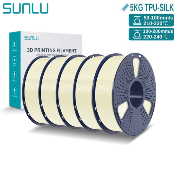 TPU Silke 3D Filament, 5 KG Vikt, Lätt att Skriva Ut,5KG Krämvit