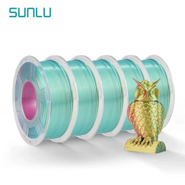SUNLU Silke Filament, 1,75 mm Diameter, Miljövänlig, Dubbel/Tre Färger,SILKE RD GUL GRÖN