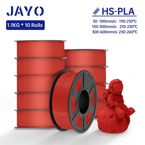 JAYO PLA Filament, 1,1 kg Høj Hastighed, 1,75 mm Diameter,HS-PLA Rød 10stk