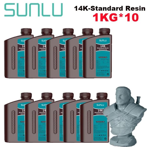 SUNLU 3D Print Harpiks, 10KG Standard, Vandvaskbar Funktion,14K  BLÅ GRÅ