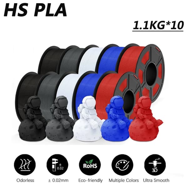Højhastigheds PLA Filament, Uden Lugt, Miljøvenlig, 1,75 mm Diameter,HS-PLA 10mix