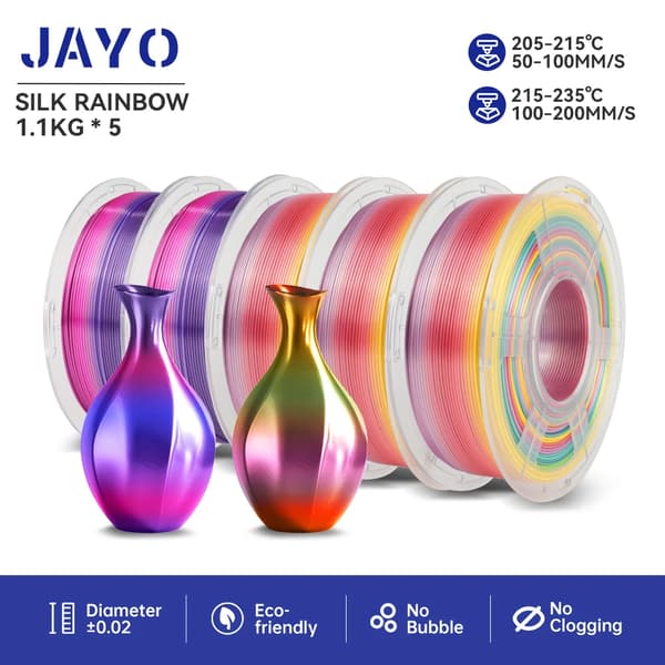 3D-utskrift filament, SILK Regnbåge, 1,1 KG vikt, 1,75 mm diameter,SILK Regnbåge 01 02
