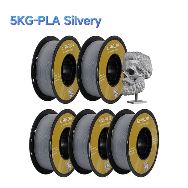 3D-skrivarfilament, miljövänligt material, precisionsteknik,5KG PLA SILVERFÄRGAD