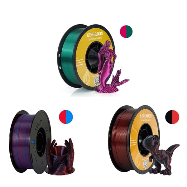 Dual-Färg Silk PLA Filament, 1,75 mm Diameter, 3 kg Paketvikt,3 kg blandningsfärg 3