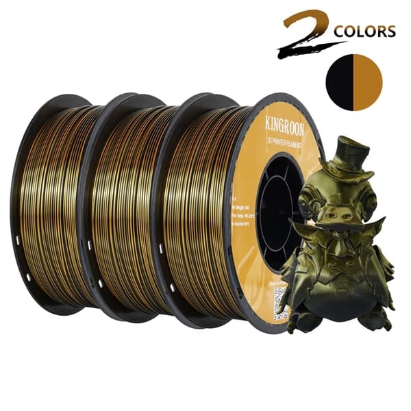 Dual-Color Silk PLA Filament, 1,75 mm Diameter, 3 kg Pakkevægt,3 kg farve h