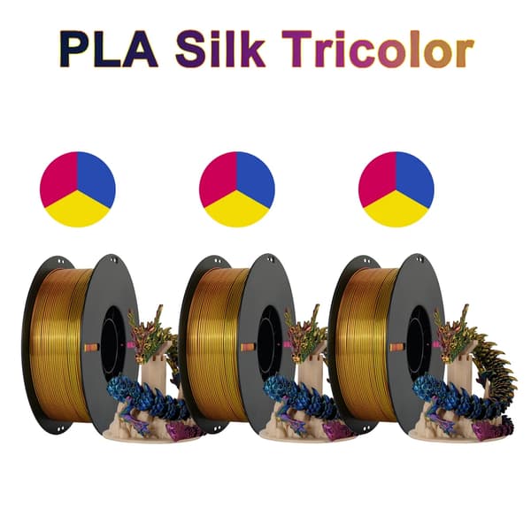 PLA-filament, 1,75 mm diameter, tri-färgad silke,3KG Silk Tricolor A