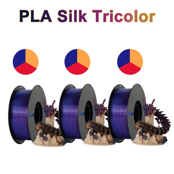 PLA Filament, 1,75 mm Diameter, Tre Farvet Silke,3 kg silke tricolor B
