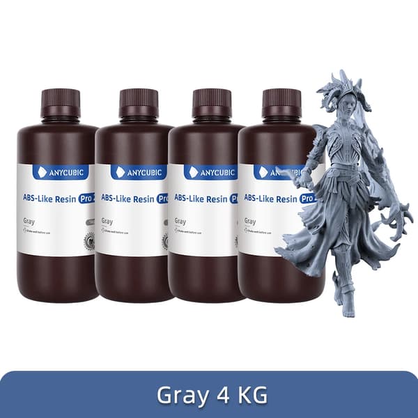 Anycubic 3D-harts, tillgängligt i olika färger, hög precision för LCD-utskrift,Gråt 4 kg