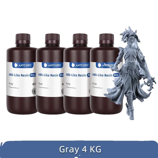 Anycubic 3D-harts, tillgängligt i olika färger, hög precision för LCD-utskrift,Gråt 4 kg