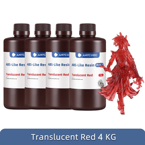 Anycubic 3D-harts, tillgängligt i olika färger, hög precision för LCD-utskrift,Tran-röd-4 kg