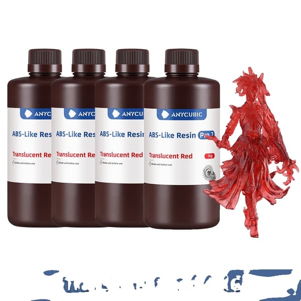 Anycubic 3D-harts, tillgängligt i olika färger, hög precision för LCD-utskrift,Tran-röd-4 kg