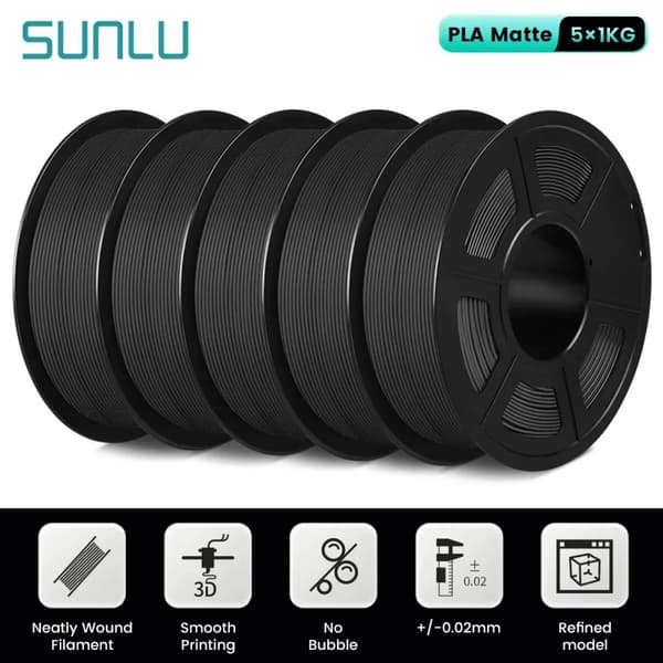 3D-utskriftsfilament, 1KG rulle, hög precision,Matt svart