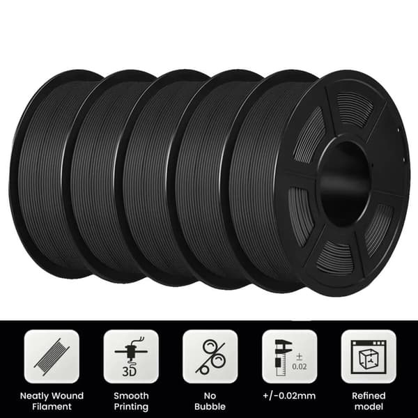 3D-utskriftsfilament, 1KG rulle, hög precision,Matt svart