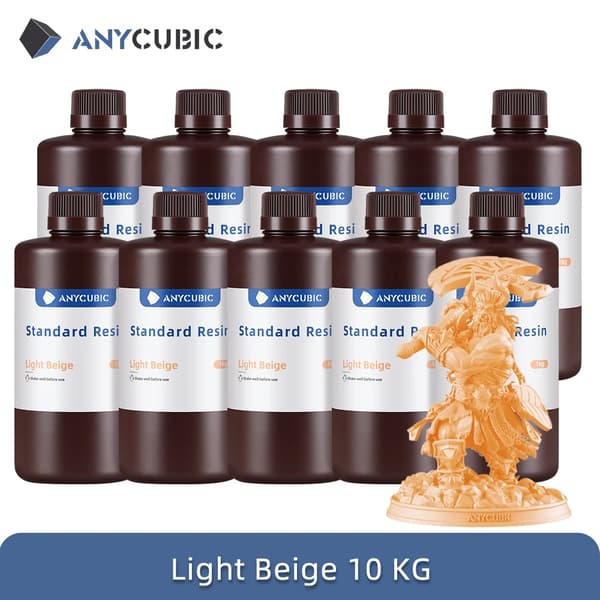 Anycubic 405nm UV-harts, 10KG kapacitet, kompatibel med LCD-skrivare,10KG Ljusbeige