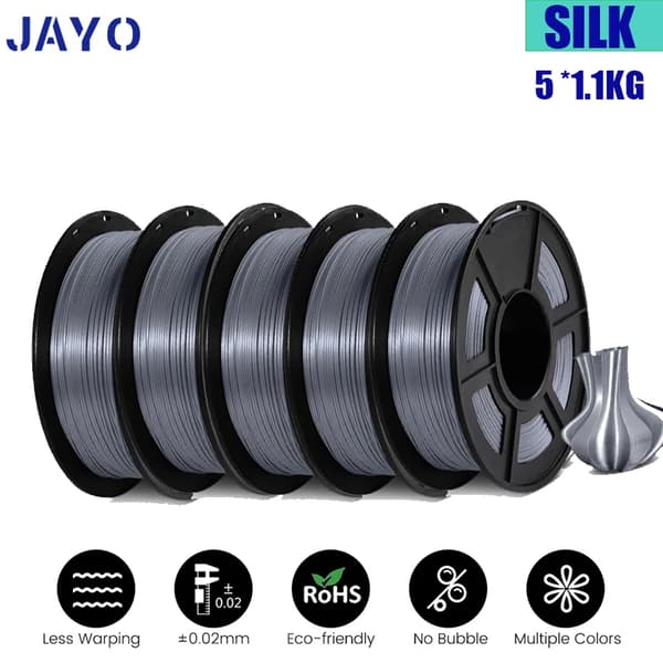 JAYO PLA+ SILK Filament, 1,75 mm Diameter, 5,5 kg Vægt,SILK Grå 5.5KG