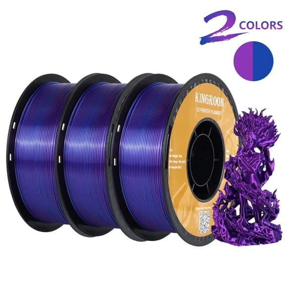 Dual-Färg Silk PLA Filament, 1,75 mm Diameter, 3 kg Paketvikt,3KG Färg G