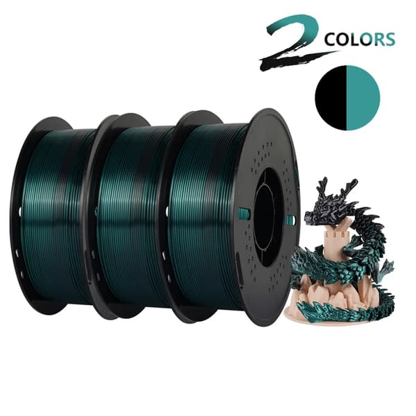 Dual-Color Silk PLA Filament, 1,75 mm Diameter, 3 kg Pakkevægt,3KG Farve M