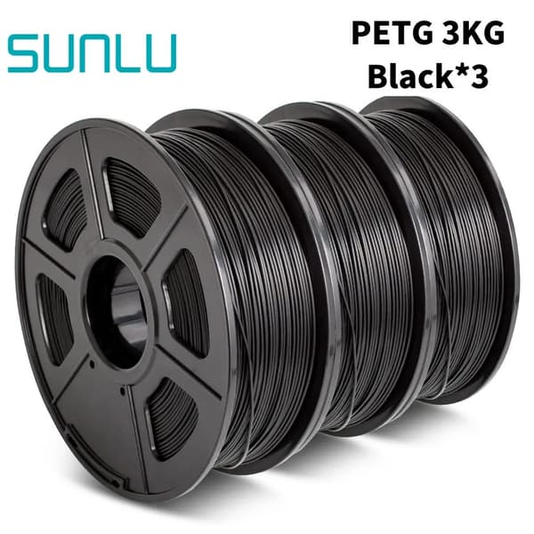 SUNLU 3D Filament, PLA-material, 1,75 mm diameter, 3 rullar per förpackning,PETG-BK-3KG
