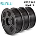 Miniatyrbild 2 av 2: SUNLU 3D Filament, PLA-material, 1,75 mm diameter, 3 rullar per förpackning,PETG-BK-3KG