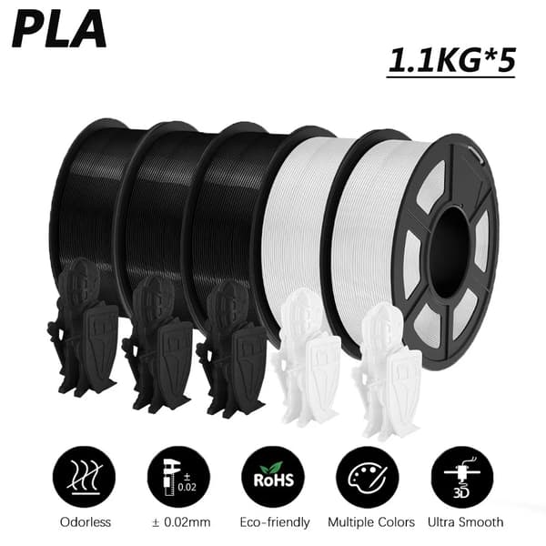 PLA 3D-skrivarfilament, 1,1 kg, Slät utskrift,PLA 3BK2WT