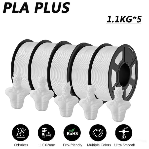 PLA 3D-skrivarfilament, 1,1 kg, Slät utskrift,Pla plus vit
