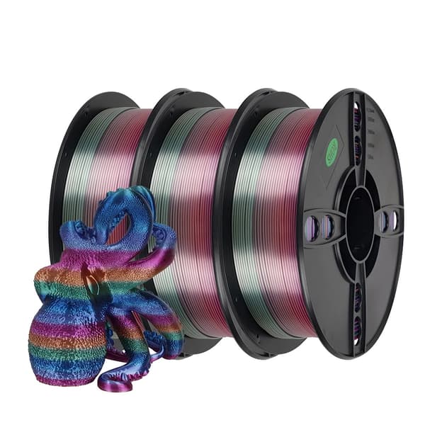 Silk PLA Rainbow 3D-printer filament, 5 kg Silk Candy, 5 kg Silk Forest,3 kg Silke Univers