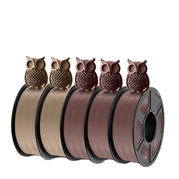 Wood PLA-filament, 1,75 mm diameter, 15% äkta träfiber,Träblandning-6 5Rullar