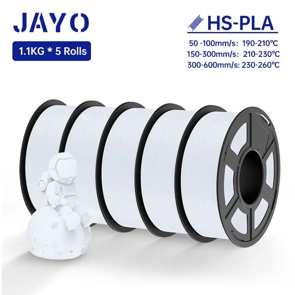 JAYO PLA Filament, 1,1 kg Høj Hastighed, 1,75 mm Diameter,HS-PLA Hvid 5stk