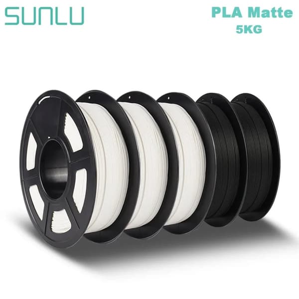 SUNLU 3D PLA Filamentti, 1KG/330m Pituus, 1.75mm Halkaisija,PLA Matte-2BK-3WT