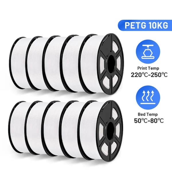 3D Printfilament, 1,75 mm Diameter, Høj Styrke, 10 stk. Sæt,HVID PETG 10stk