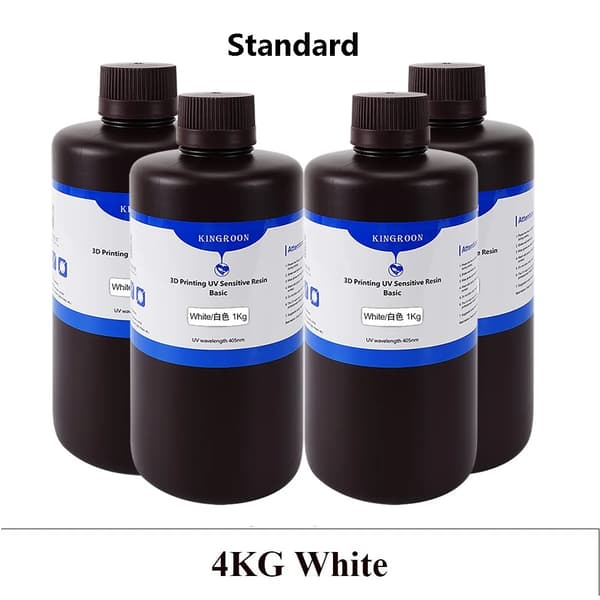 405nm UV Harpiks til LCD 3D-printere, Høj styrke, Lav skrumpning,4 kg hvid standard