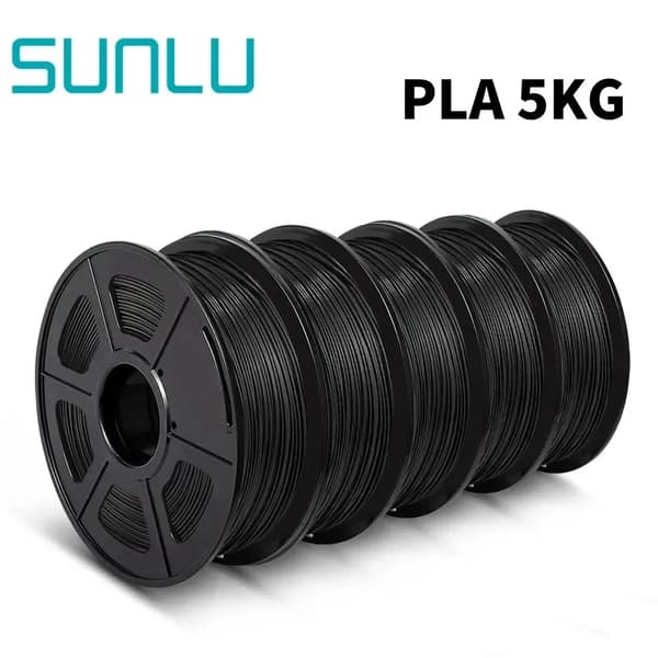 SUNLU 3D-skrivarfilament, 5KG vikt, 1,75 mm diameter,5KG PLA Svart