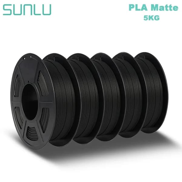 SUNLU 3D-printer filament, 5KG vægt, 1,75 mm diameter,5KG Pla Mat Sort