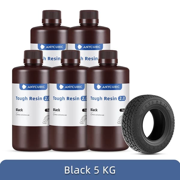 anycubtough Resin 2.0, 10 kg kapacitet, LCD-kompatibilitet,5 kg Svart
